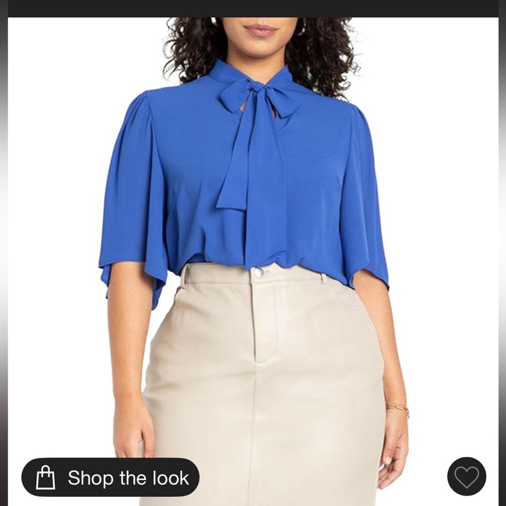Eloquii Royal Blue Blouse with Bow Tie